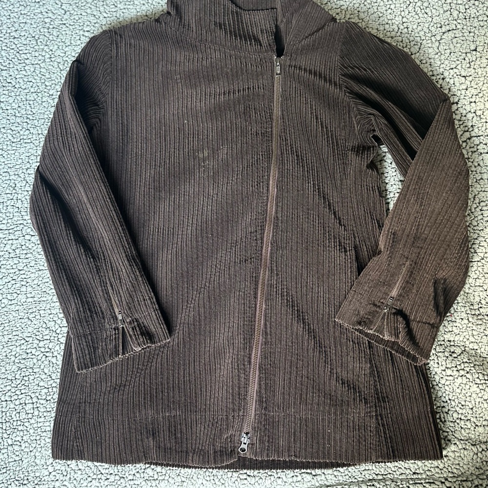 Eileen Fisher Brown Utility Jacket with Stand-Up Collar